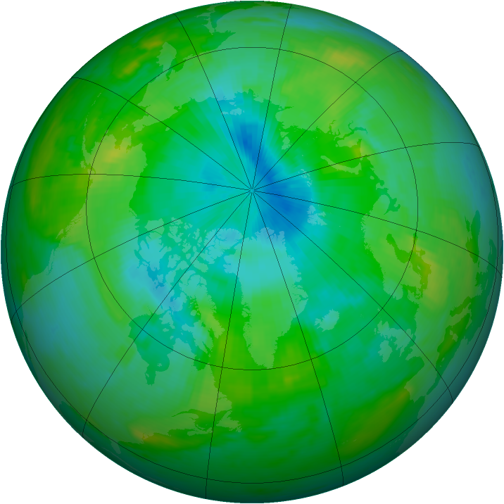 Arctic ozone map for 13 August 1983